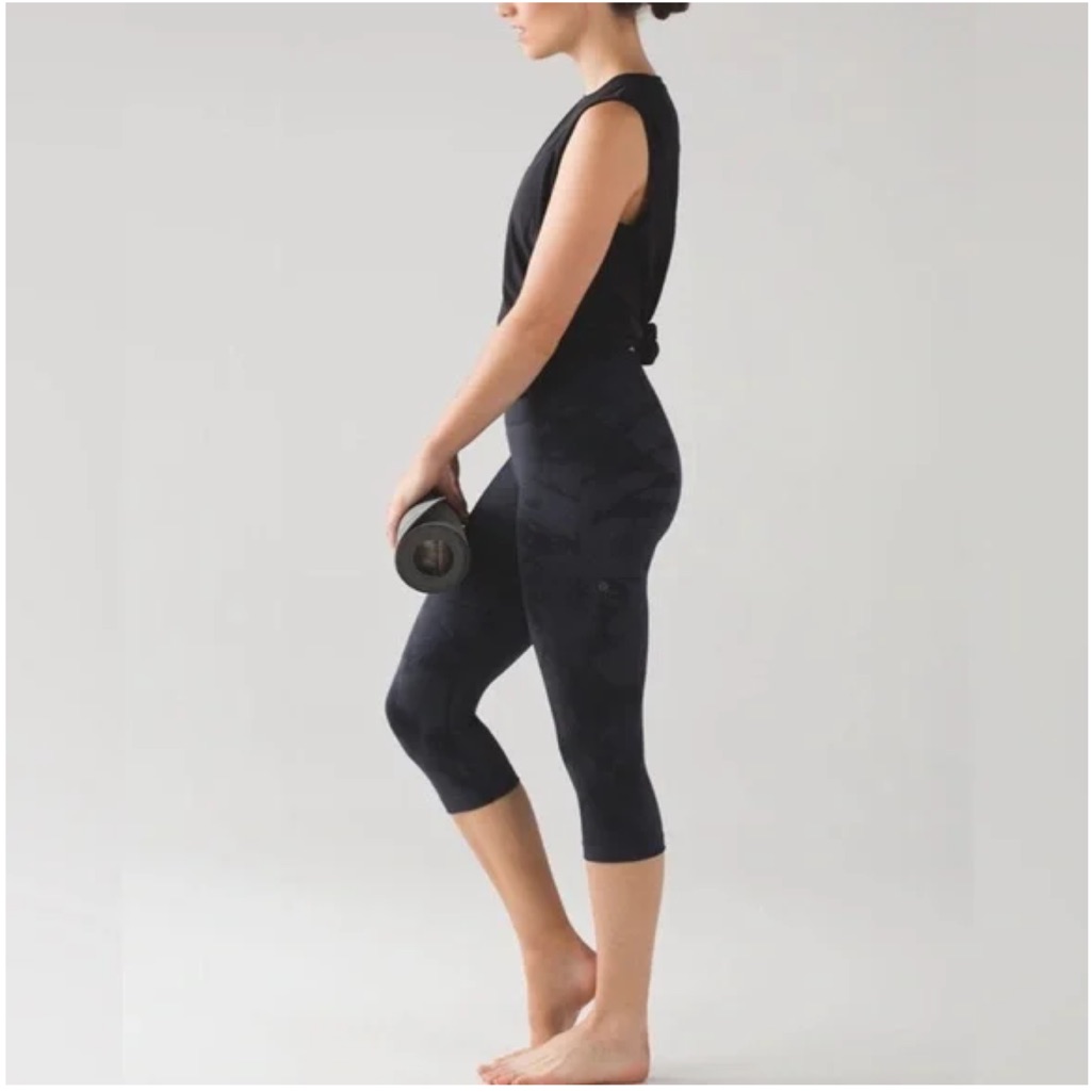 Lululemon Flow & Go Crop Black Grey Cropped Leggings